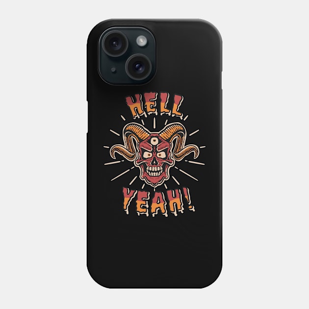 scary three eyed devil skull Phone Case by Rantang Kecil