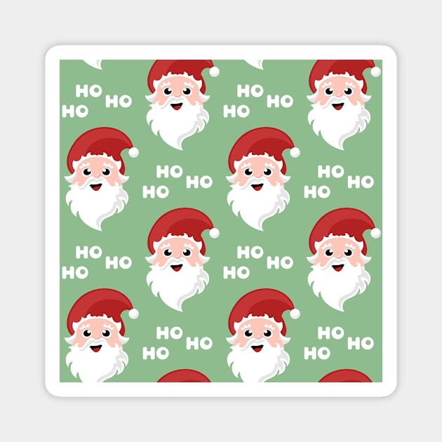 Seamless Christmas pattern with Santa Claus cartoon character Magnet by SooperYela