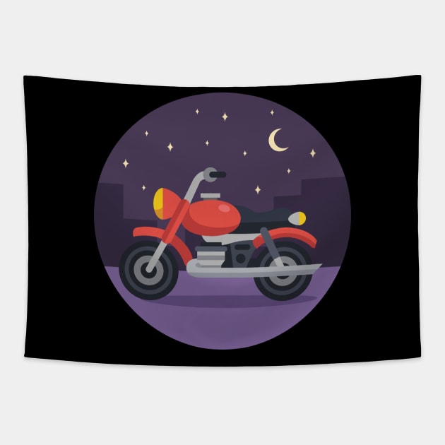 Motorcycling at night - Moon Night Midnight Biker Tapestry by Shirtbubble