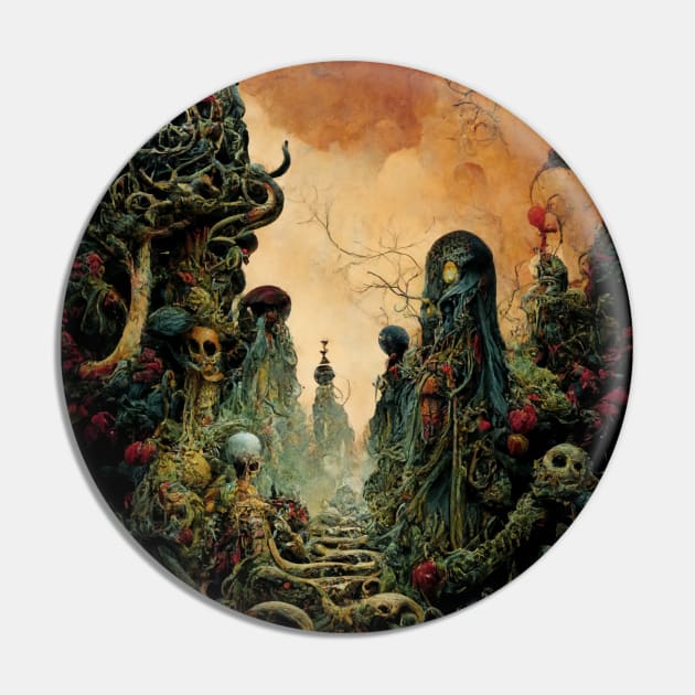 Alien Forest Pin by Tim Molloy Art