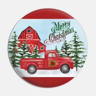 Christmas Barn And Truck A Pin