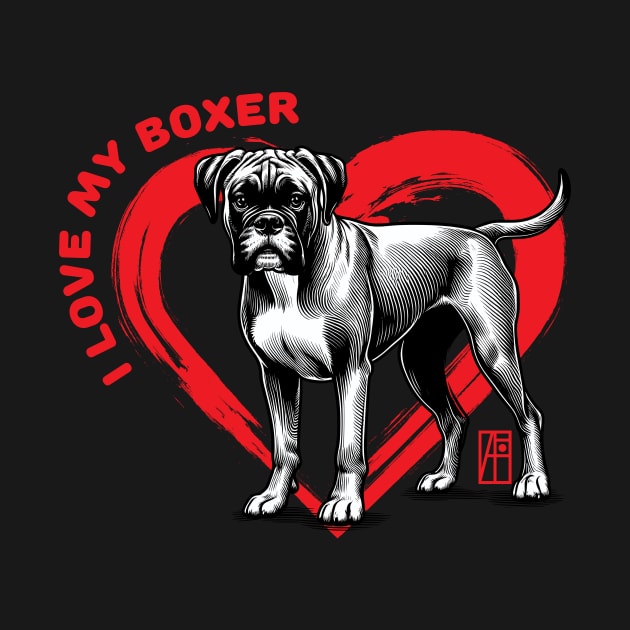 I Love My Boxer - I Love my dog - Balanced dog by ArtProjectShop