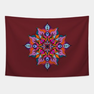 Multicolor Curvy mandala Star Tapestry