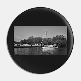 Traditional Broads cruiser sailing up the River Bure, Horning Pin