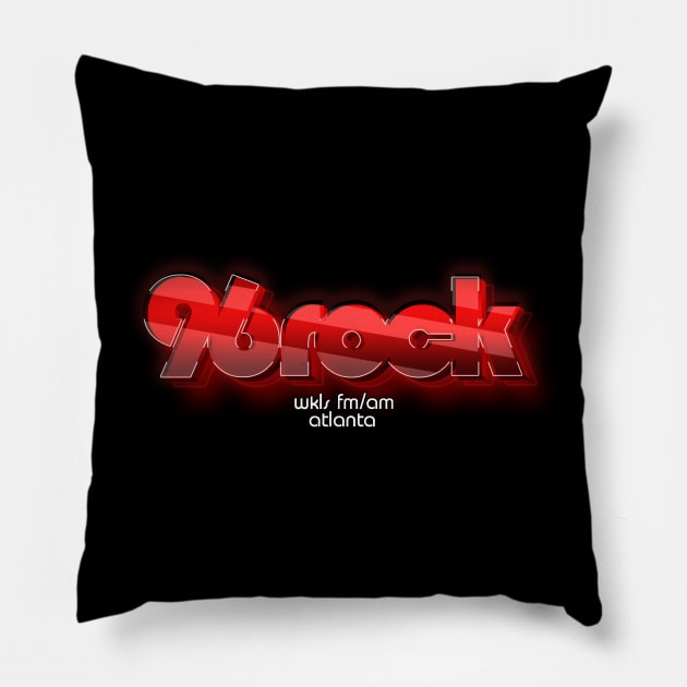 WKLS 96 Rock Atlanta 3D RED Pillow by RetroZest