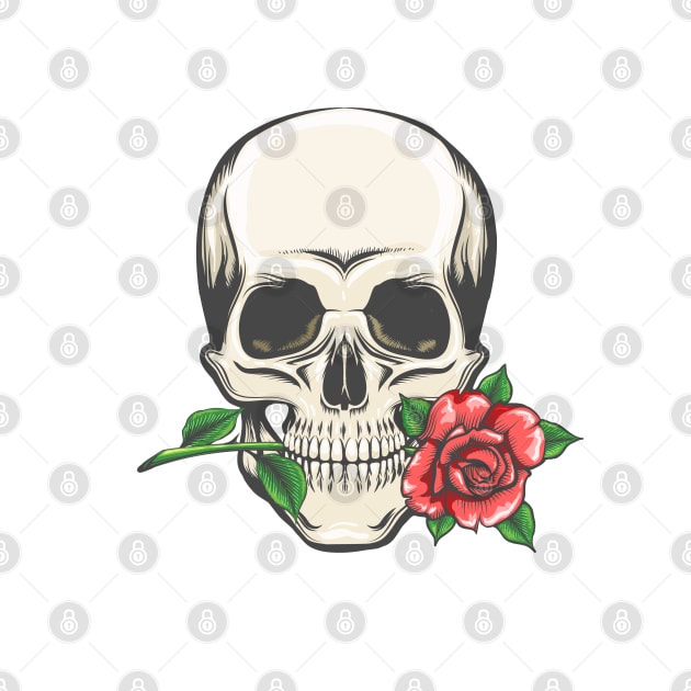 Skull with a Rose in The Teeth by devaleta