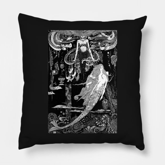 The Sea Witch - The Little Mermaid, Harry Clarke Pillow by forgottenbeauty