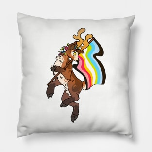 queer pride deer Pillow