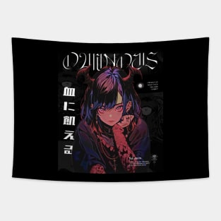 Ominous Halloween Anime Demon Girl Tapestry