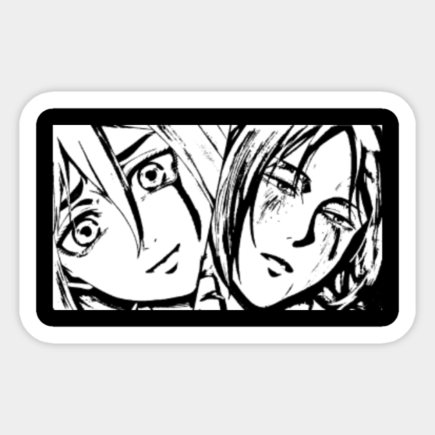 Attack On Titan Historia And Ymir Attack On Titan Historia Ymir Sticker Teepublic Aot manga 132 secret of ymir founder and the origin of titans revealed. teepublic