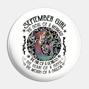 September Girl The Soul Of A Mermaid Hippie T-shirt Pin