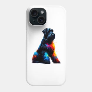 Striking Black Russian Terrier in Colorful Splash Art Phone Case