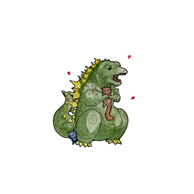 Godzilla loves Kittens by UntidyVenus