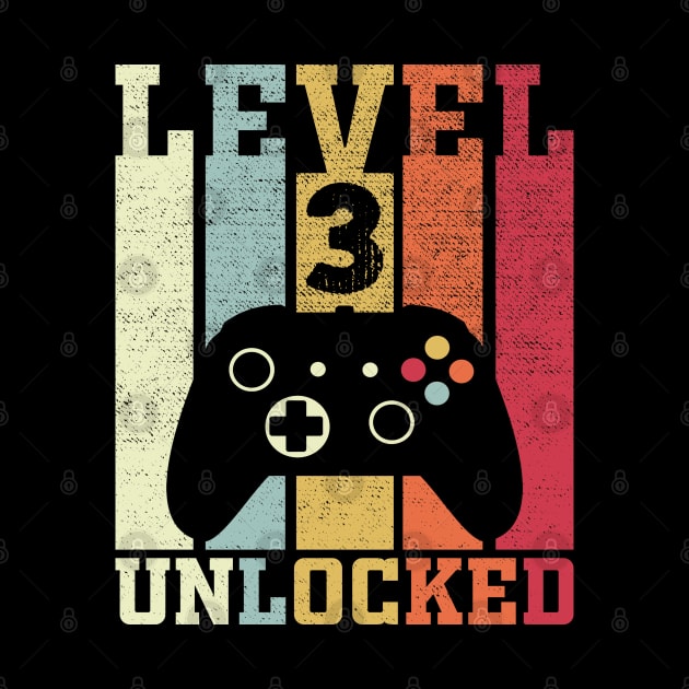 Level 3 Unlocked Funny Video Gamer 3rd Birthday Gift by DragonTees