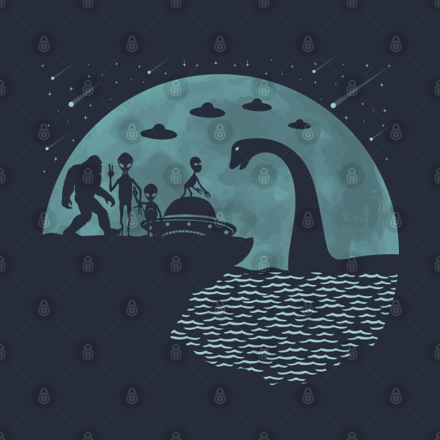 Bigfoot Loch Ness Monster Aliens by Tesszero