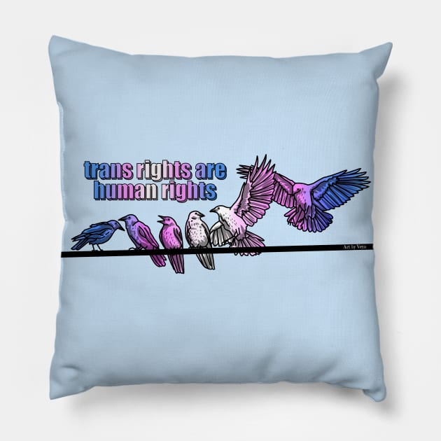 Trans Rights Are Human Rights Pillow by Art by Veya