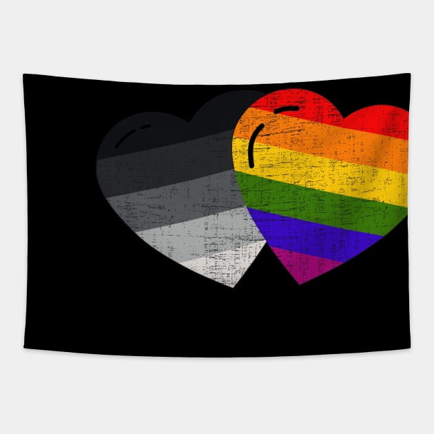 LGBT and heterosexual flag hearts Tapestry by Hinode