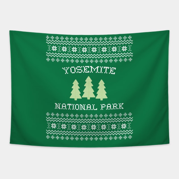 Yosemite National Park Ugly Christmas Sweater Tapestry by roamfree