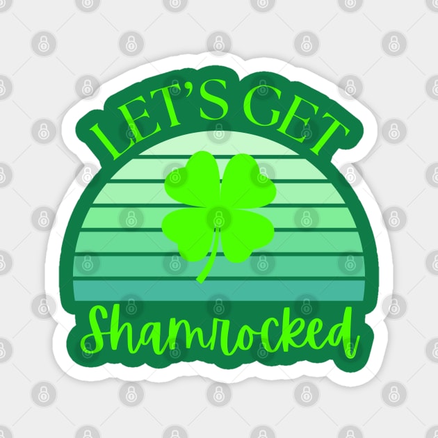 Vintage Retro Sunset Let's Get Shamrocked Magnet by Creatifly Graphic Tees