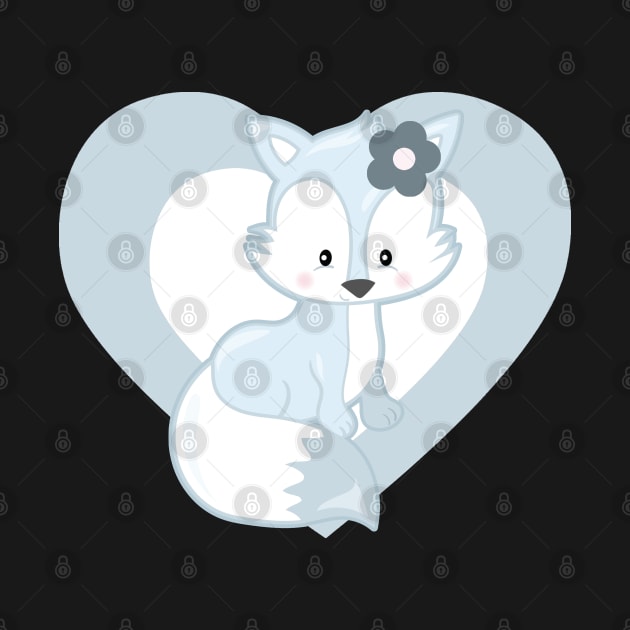 Cute White fox Heart for Fox Lovers by HeartsandFlags