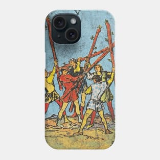 Five of wands tarot card (distressed) Phone Case