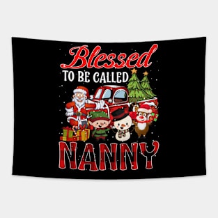 Blessed To Be Called Nanny Christmas Buffalo Plaid Truck Tapestry