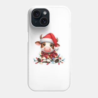 Cow Wrapped In Christmas Lights Phone Case