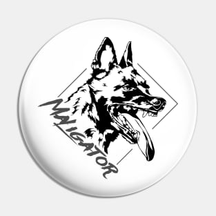 Funny Belgian Malinois Maligator dog portrait Pin