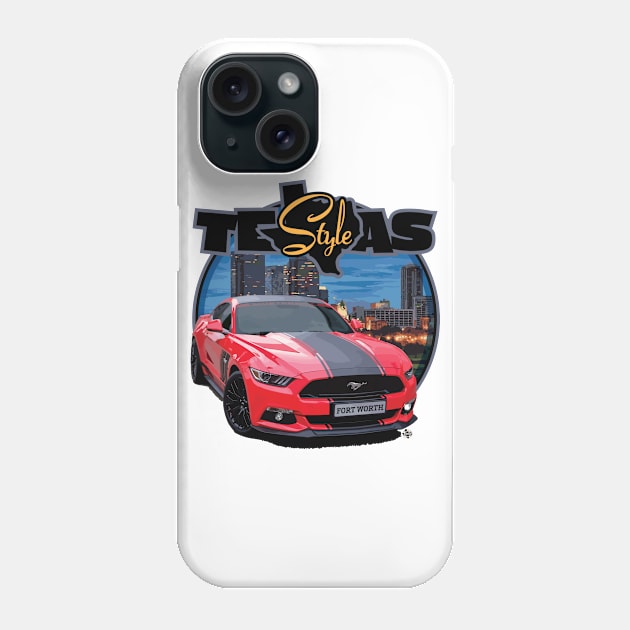 Texas Style Mustang Fort Worth Phone Case by CamcoGraphics