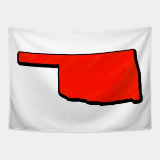 Bright Red Oklahoma Outline Tapestry