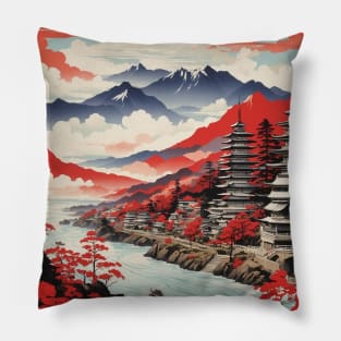 Fukui Japan Vintage Poster Tourism Pillow