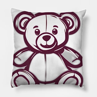 Maroon Glossy Bear Illustration No. 616 Pillow