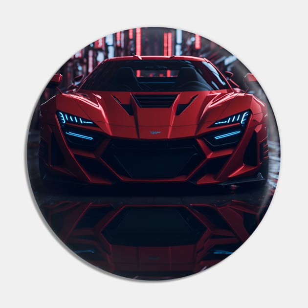 Dark Red Sports Car in Japanese Neon City Pin by star trek fanart and more