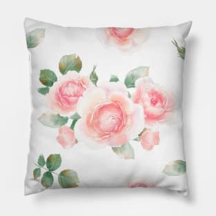 Pink Watercolor Roses Pillow