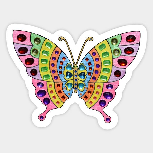 Butterfly Jeweled Acrylic Painting Butterfly Sticker Teepublic