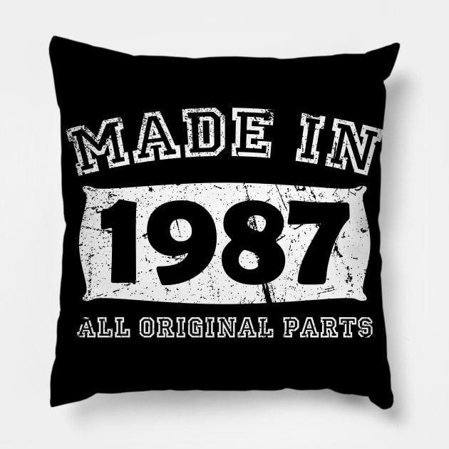 Made 1987 Original Parts Birthday Gifts distressed Pillow by star trek fanart and more