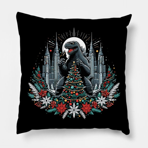 Godzilla - xmas Pillow by Rizstor