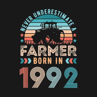 Farmer born in 1992 Farming Gift 30th Birthday T-Shirt