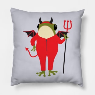 Frog in a devil Halloween costume Pillow