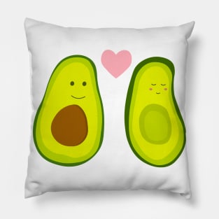 Couple avocado in love . Two avocado halves with heart, St. Valentine's day Pillow