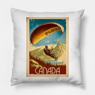 Canada Paragliding Vintage Travel Art Poster Pillow