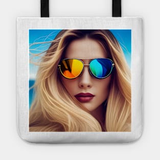 Woman with Mirrored sunglasses Tote