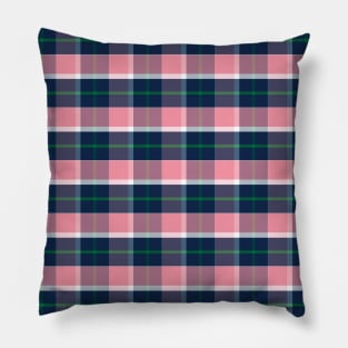 Pink, Navy, Green, White Preppy Plaid Pillow