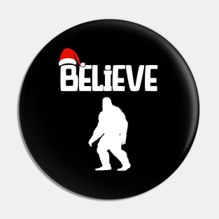 Funny Christmas Xmas Bigfoot Believe Sasquatch In Moon Light Pin