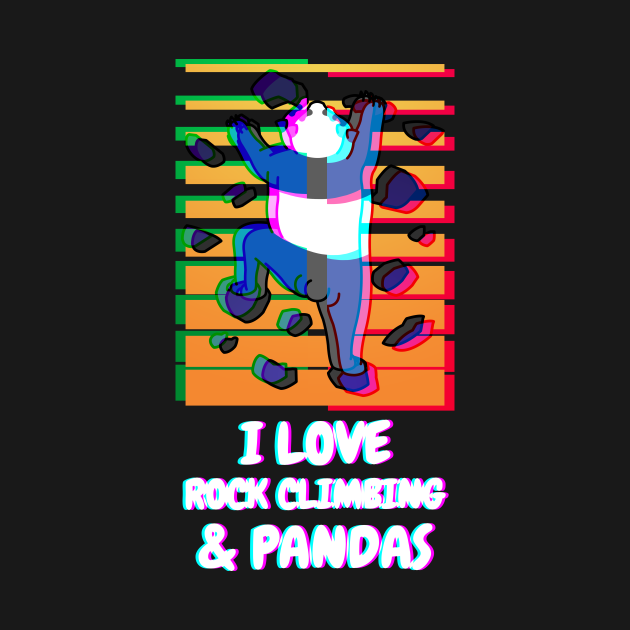 Disover I Love Rock Climbing & Pandas Vaporwave - Rock Climbing - T-Shirt