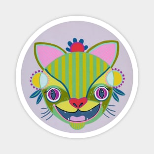 Green Happy Smiles Cat Magnet