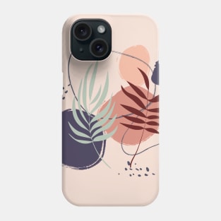 Abstract shapes and tropical leaves digital design Phone Case