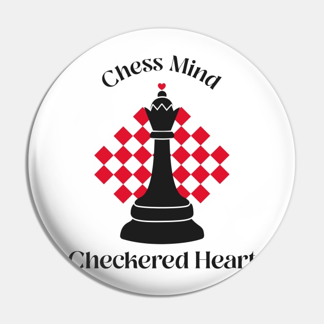 Chess Mind, Checkered Heart Chess Pin by VOIX Designs