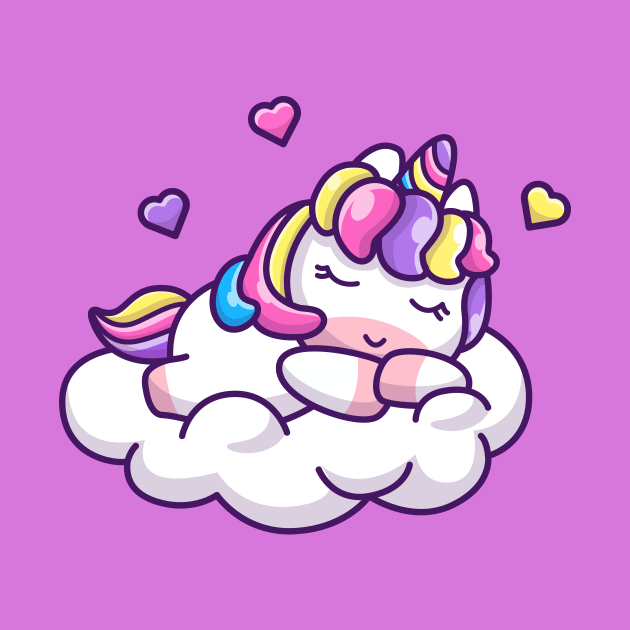 Cute Unicorn Sleeping On Cloud Cartoon by Catalyst Labs