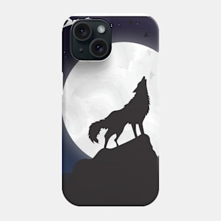 Moon and Wolf Silhouette Art Phone Case